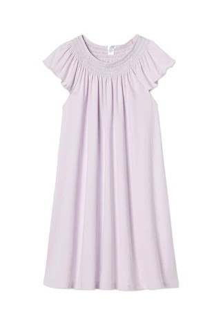 Pima Smocked Flutter Nightgown in Thistle | LAKE Pajamas