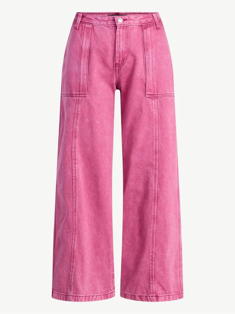 Scoop Women’s and Women's Plus Slouchy Wide Leg Jeans with Utility Pockets, Sizes 0-26W | Walmart (US)