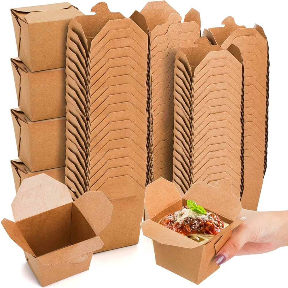 DEAYOU 100 Pack Mini Chinese Take Out Boxes, 8 OZ Kraft Paperboard Food Containers, Stackable Asi... | Amazon (US)