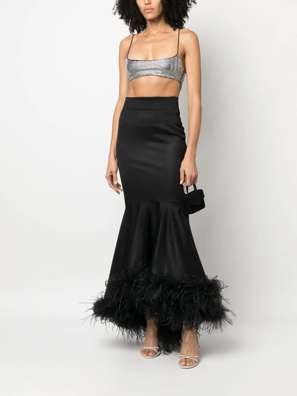 STYLAND feather-trimmed Maxi Skirt - Farfetch | Farfetch Global