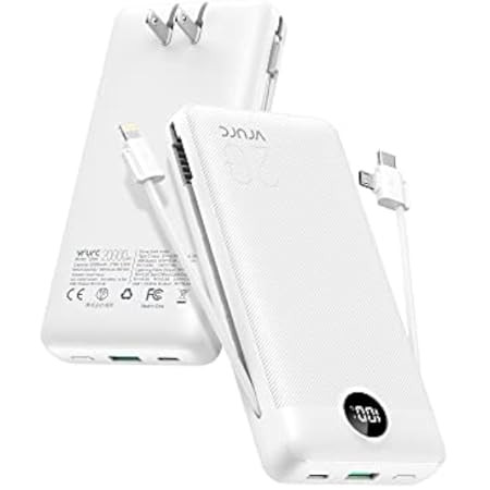 VRURC Portable Charger Built-in Cables and AC Wall Plug, USB C Power Bank 10000mAh, [2023 Upgrade... | Amazon (US)