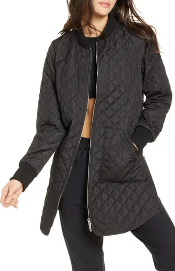 Longline Water Resistant Quilted Bomber Jacket | Nordstrom