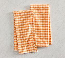 Pumpkin Gingham Organic Cotton Tea Towels - Set of 2 | Pottery Barn (US)