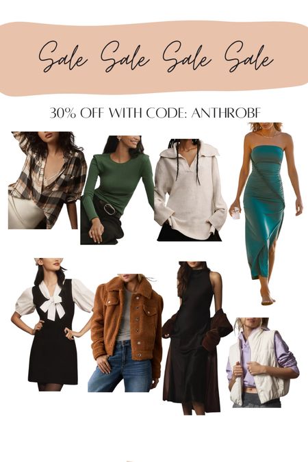 30% off Anthropologie Clothing - ribbed long sleeve, ruched dress, holiday outfit, plaid button down, collared v-neck sweater, short sleeve bow dress, metallic midi dress, corduroy puffer, Sherpa trucker jacket, wedding guest, fall outfits

#LTKsalealert #LTKHoliday #LTKCyberWeek