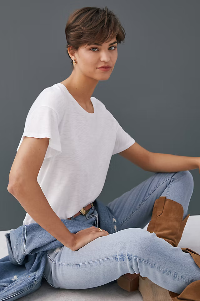Monika Flutter-Sleeved Tee | Anthropologie (US)