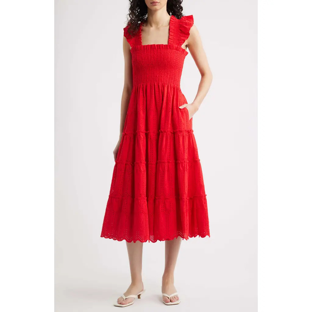 Hill House Home The Ellie Nap Midi Dress in Red at Nordstrom, Size Medium | Nordstrom