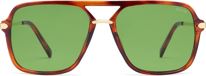 SOJOS Sunglasses for Women & Men, Square, Retro, Polarized Lens, Trendy Aviator, 90s Shades | Amazon (US)
