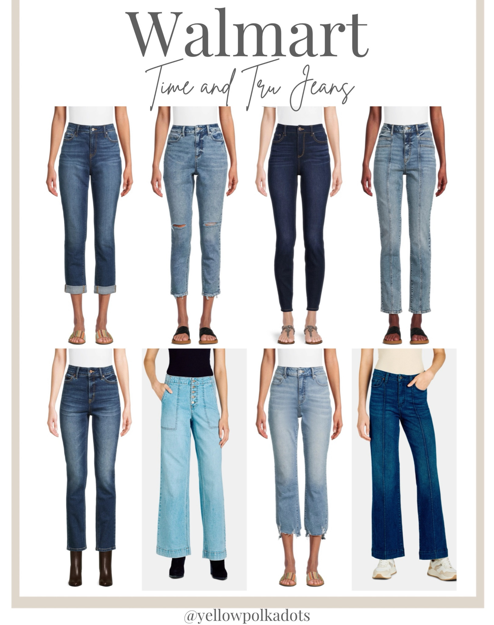Straight, skinny, seamed, boyfriend, mom and more! 🍂 New fall jeans! 👏🏻 All great style and quality from Time and Tru and all available on @Walmart! Sizing on most is TTS. #walmartpartner #walmartfashion @walmartfashion 

#LTKFindsUnder50 #LTKFindsUnder100 #LTKStyleTip