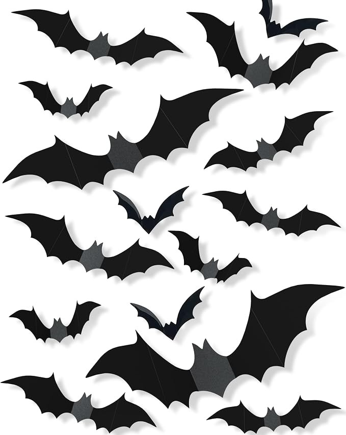 120 Pcs Halloween Decorations 3D Bats Decor, 4 Sizes Scary Halloween Decor Indoor Bat Stickers De... | Amazon (US)