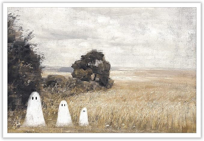Htdsks Cute Ghost In Haunted Forest Canvas Wall Art Funny Spooky Poster Vintage Halloween Prints ... | Amazon (US)