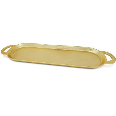 Classic Touch Gold Oblong Serving Tray with Flat Handles | Target