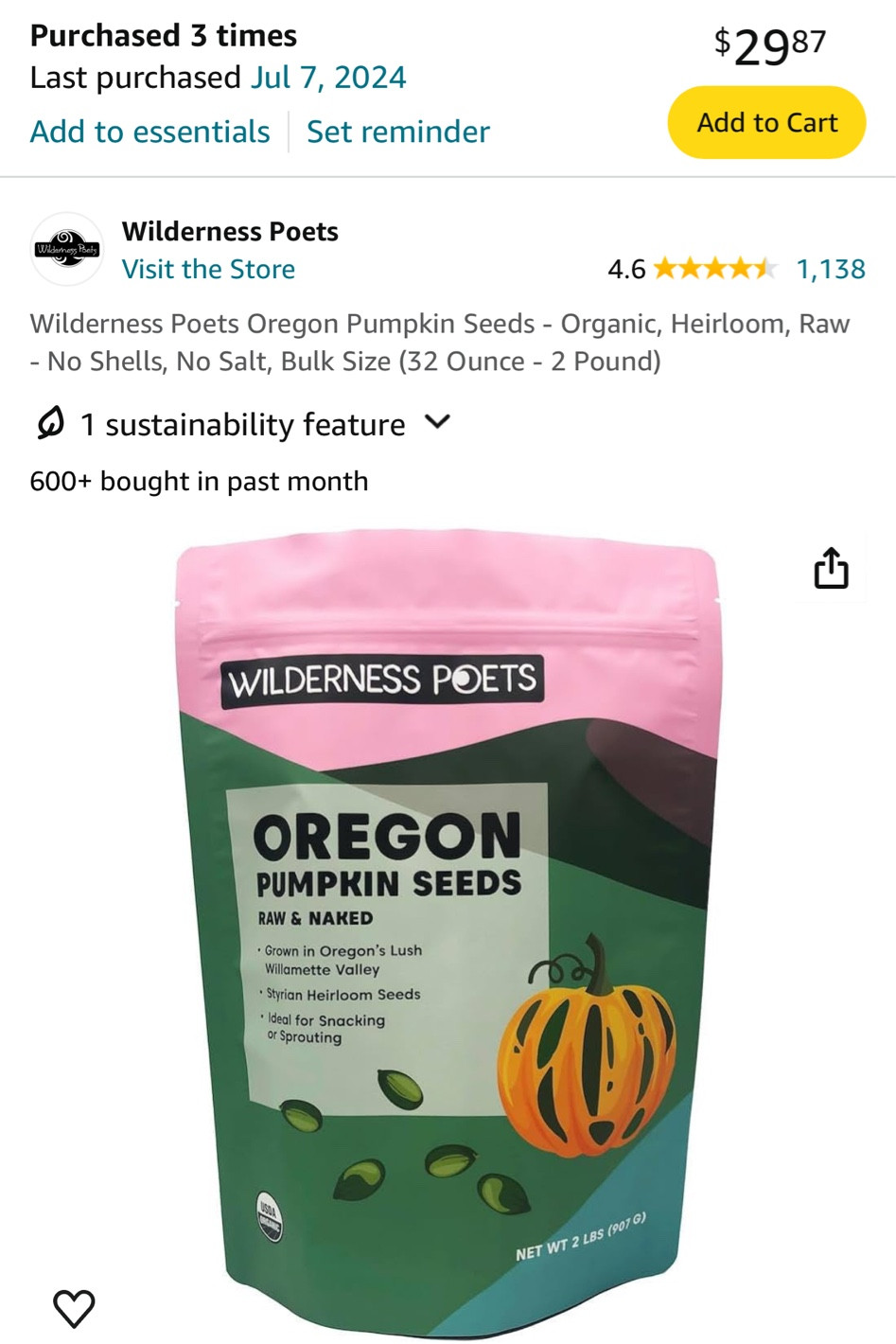 On my third bag of these delicious raw, organic, heirloom variety pumpkin seeds that are packed with nutrients and grown in Oregon. 10/10 recommend! Put them in your morning yogurt parfait, in a granola or trail mix, or snack on them by the handful  

#LTKFindsUnder50 #LTKHome #LTKFitness