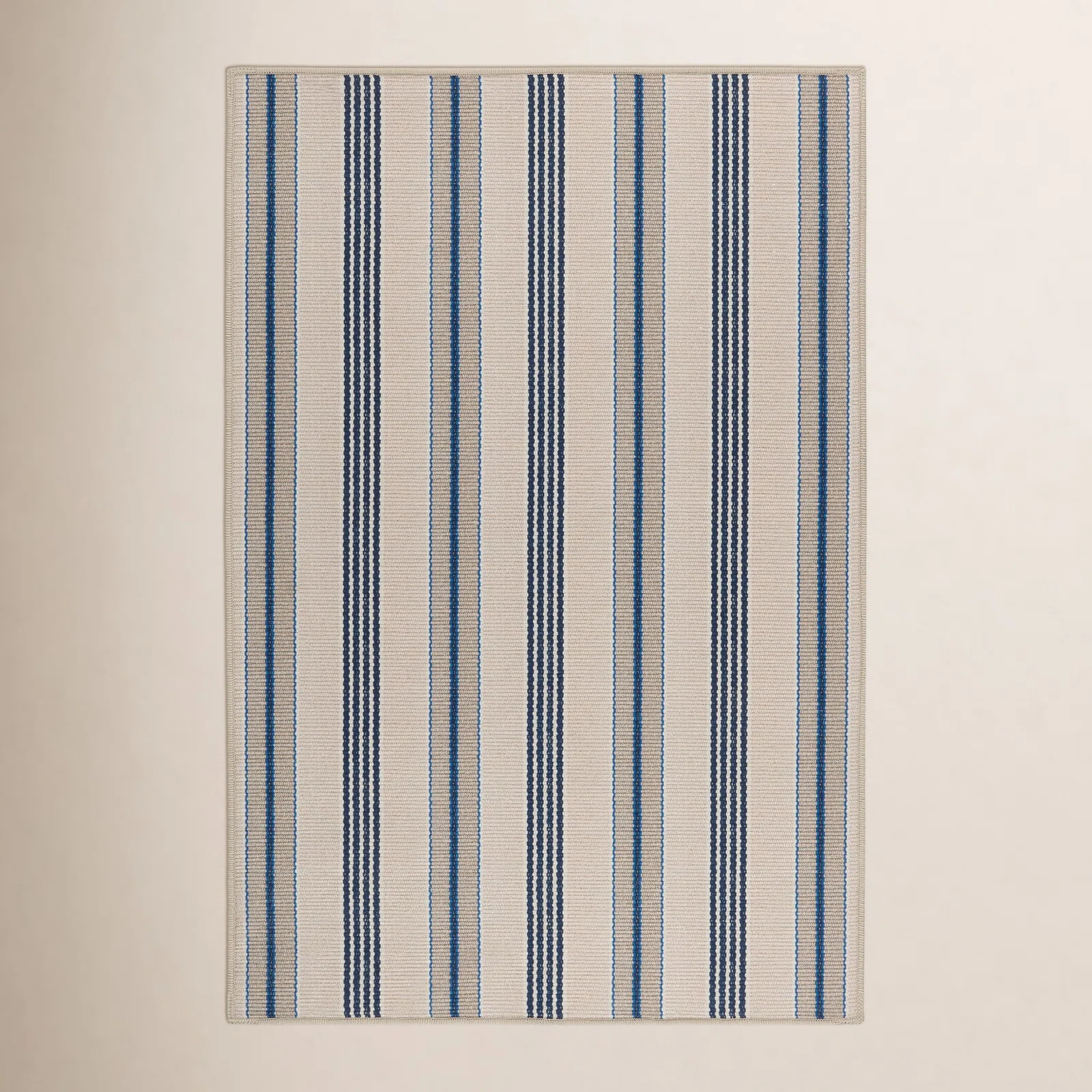 Blue Awning Stripe Machine Washable Rug | Wayfair North America