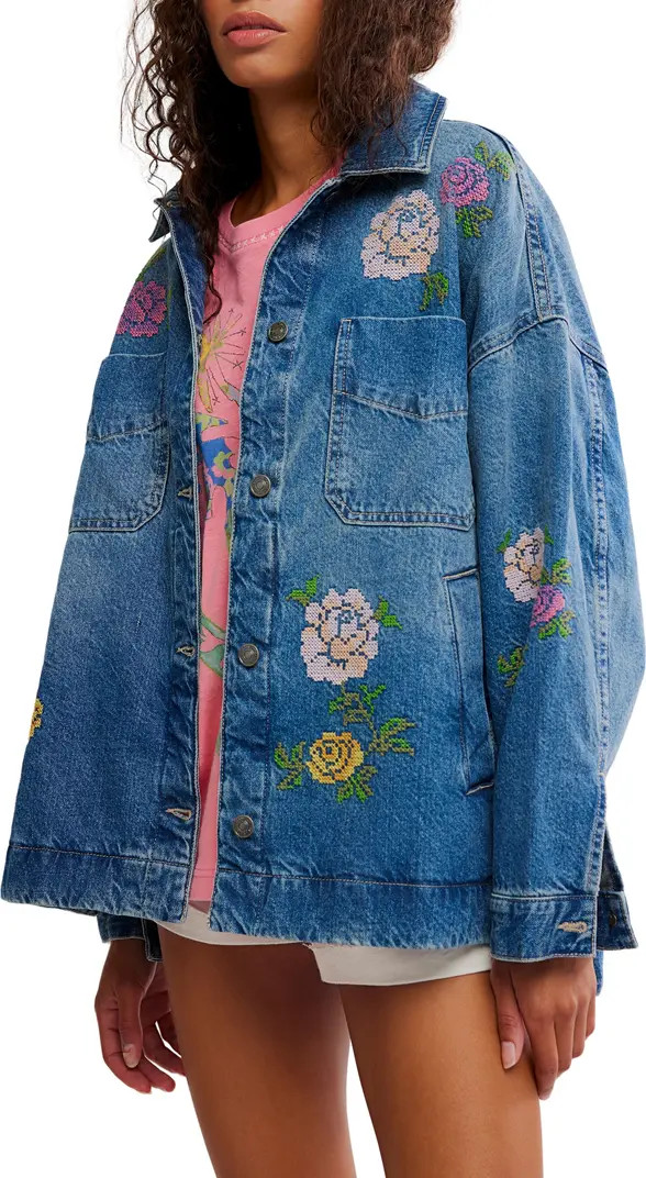 Madison Embroidered Denim City Jacket | Nordstrom