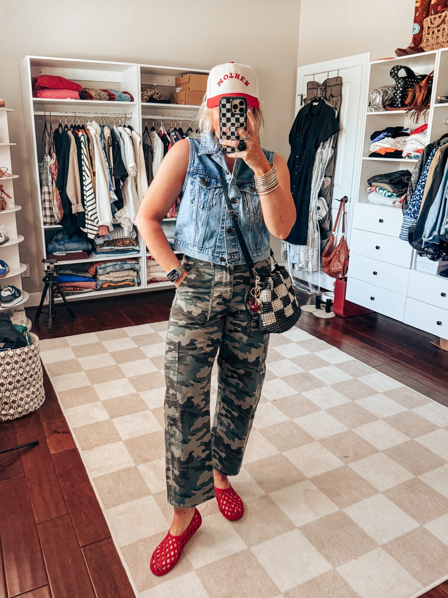 I grabbed this denim vest last year and it’s one of my favs. I found it again and ON SALE! I’m wearing my true size medium. 
Camo pants - size 8
Jelly shoes - true to size 


#LTKFindsUnder50 #LTKOver40 #LTKStyleTip