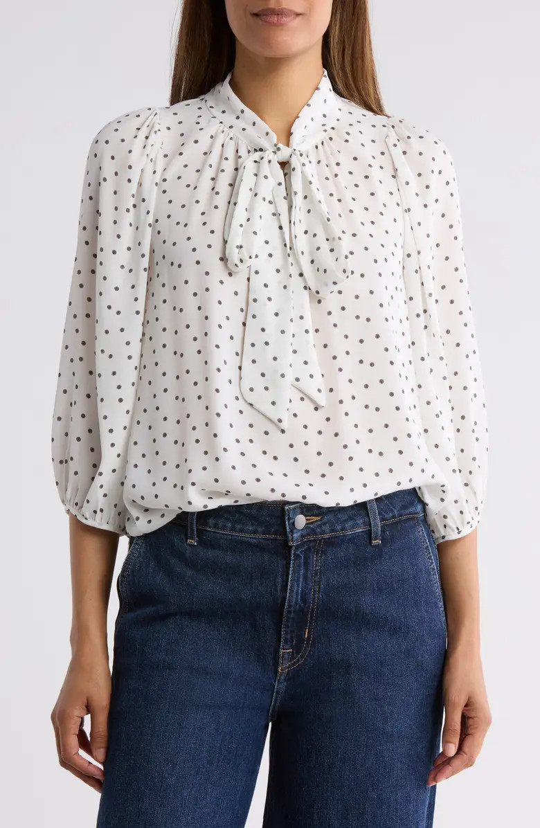 Renee C Polka Dot Tie Neck Top | Nordstromrack | Nordstrom Rack