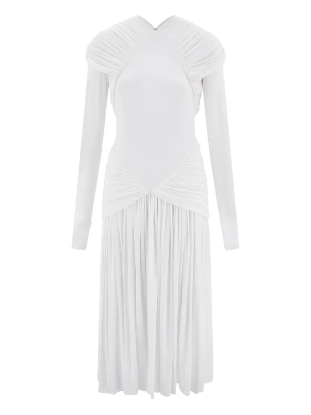 Ferragamo Draped Midi Dress | White | FARFETCH UK | Farfetch Global