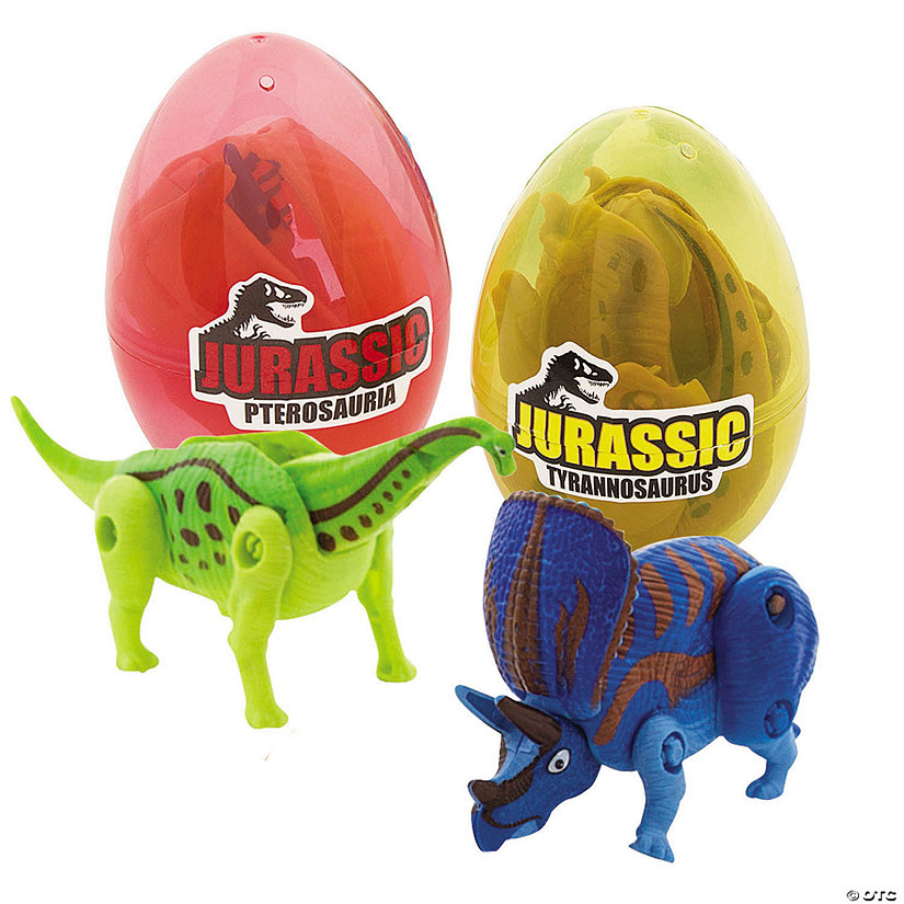 3 1/4" Transforming Dinosaur-Filled Plastic Easter Eggs - 12 Pc. | Oriental Trading Company