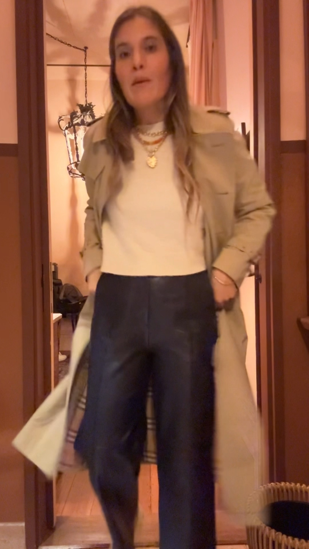 New Orleans!! take your bigger size in the pants, and the shoes run tts and are so comfy 

trench coat is vintage Burberry -- a fun hunt on eBay and at consignment stores!

Sweater is old nili lotan