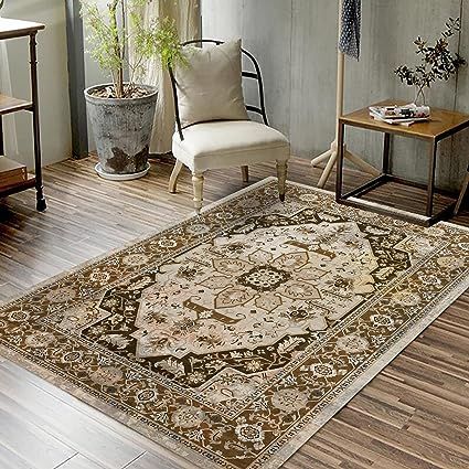 FINOREN Bohemian Traditional Area Rug, Stain Resistant Washable, Low Pile Non-Slip Rug for Living... | Amazon (US)