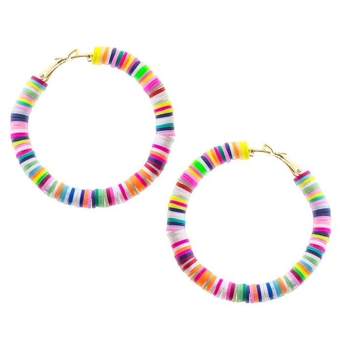 Rosemarie Collections Women's Hypoallergenic 55mm Rainbow Bands Hoop Earrings | Amazon (US)
