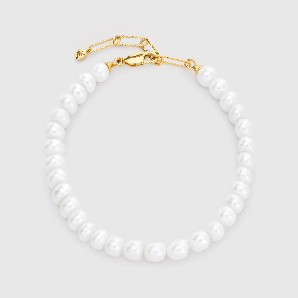 Gold Nomade Pearl Bracelet Pearl | Monica Vinader (US)