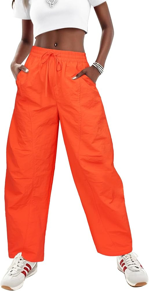 Women's Summer Cargo Pants 2026 High Waist Loose Barrel Parachute Drawstring Lightweight Hiking R... | Amazon (US)