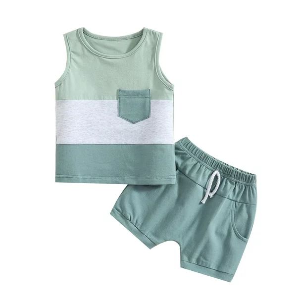 Bagilaanoe 2pcs Baby Boys Summer Outfit Sets 6 12 18 24 Months Newborn Sleeveless Vest Tops + Sho... | Walmart (US)