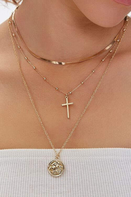 Upcycled Cross Pendant Layered Necklace | Forever 21 (US)