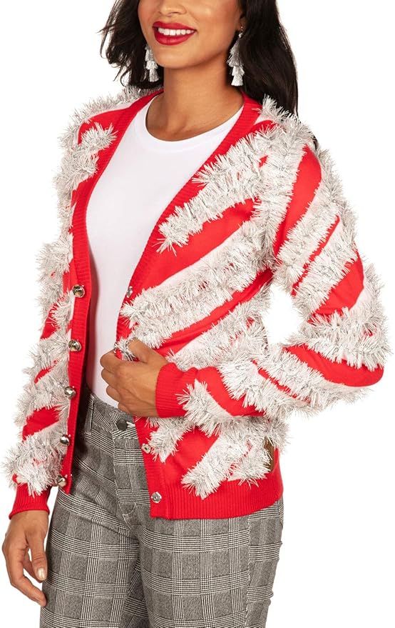 Women's Gaudy Garland Cardigan - Tacky Christmas Sweater with Ornaments | Amazon (US)