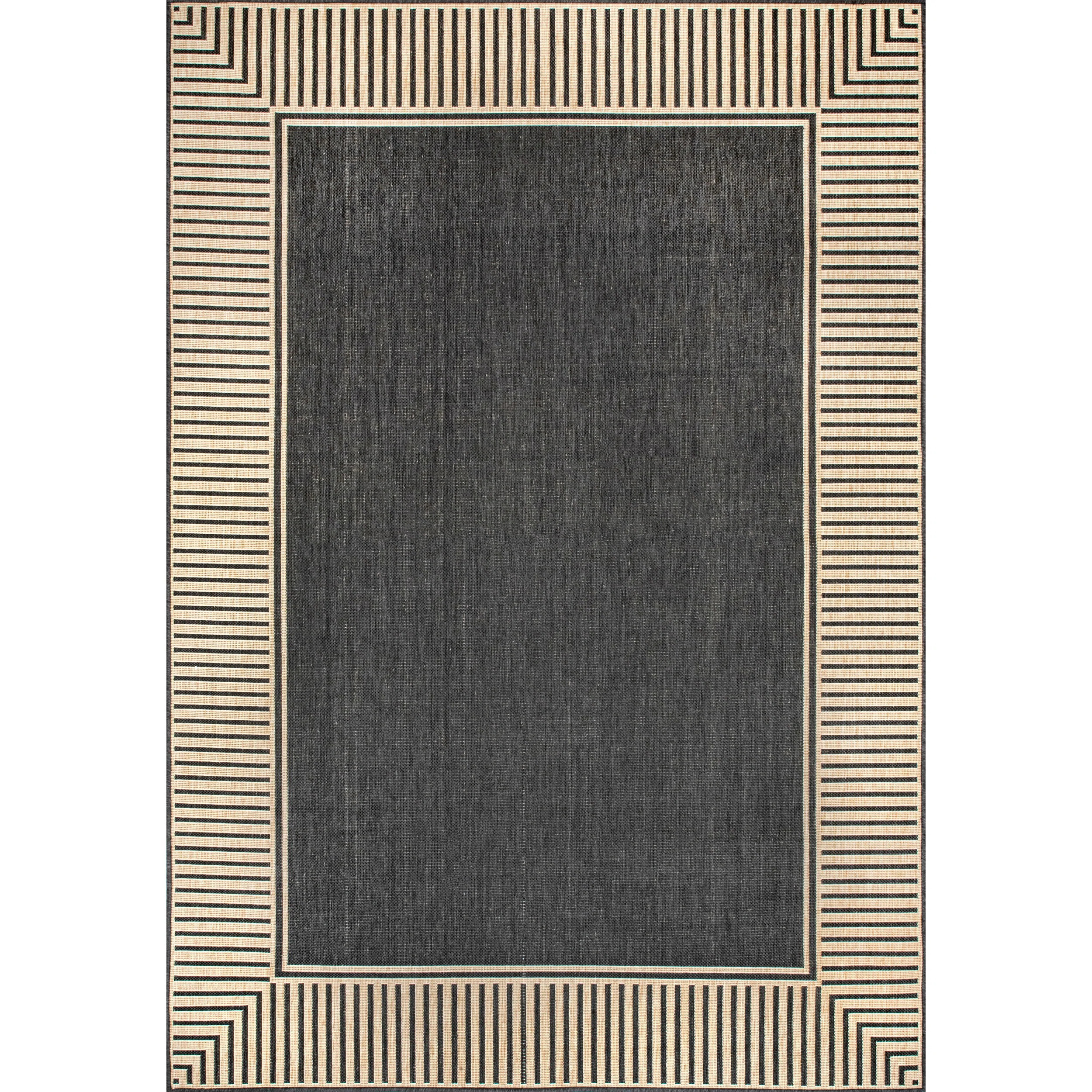 Alegre Bordered Power Loomed Tan Indoor/Outdoor Rug | Wayfair North America