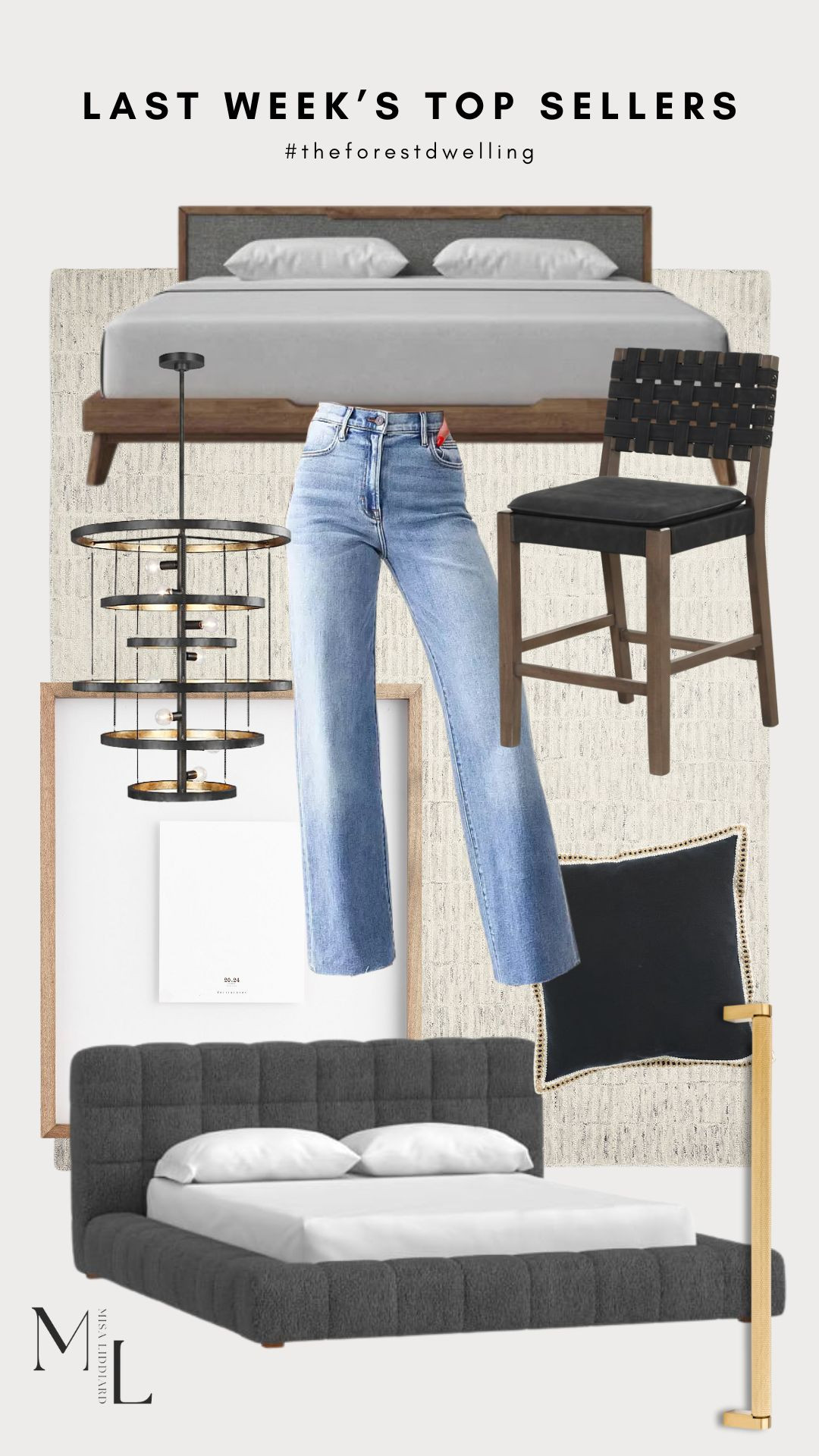 Sharing last week's top sellers. These are some of my favorite jeans. They fit true to size and are reasonably priced. The Cohen upholstered stools are so good. They come in a lighter tan color as well. This is the chandelier that we have above the soaker tub in the primary bathroom. 

 #LTKHome #LTKStyleTip