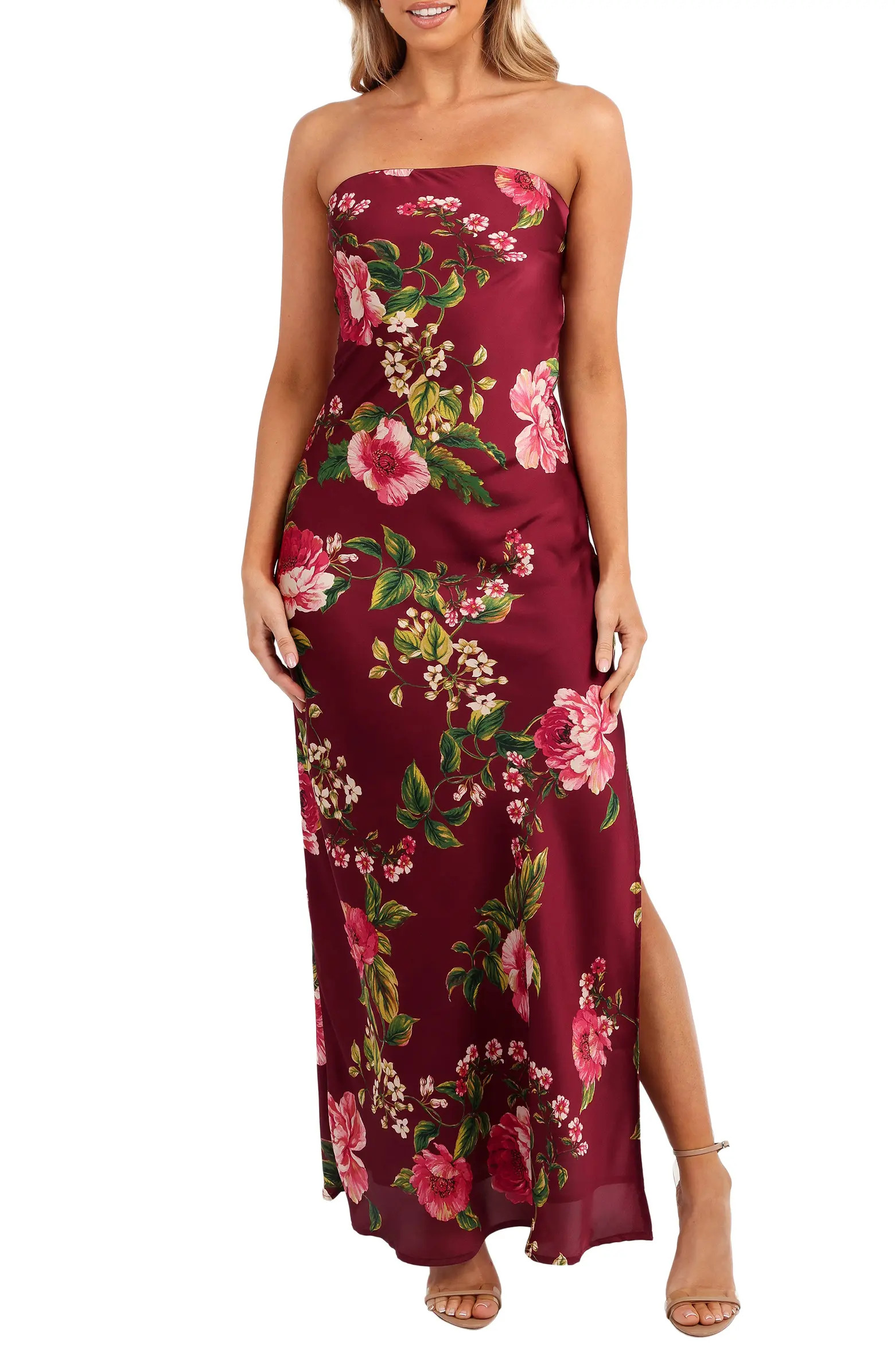 Petal & Pup Bryden Strapless Satin Maxi Dress | Nordstrom | Nordstrom