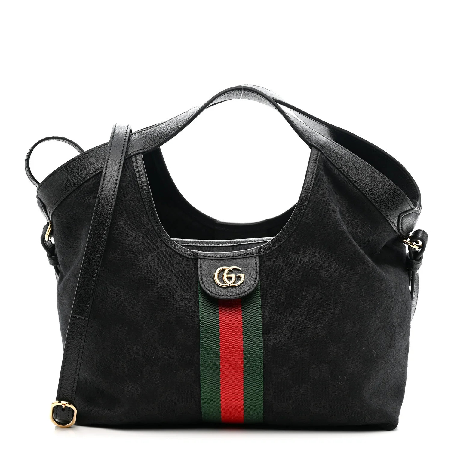 Denim GG Monogram Web Small Giglio Tote Black | FASHIONPHILE (US)