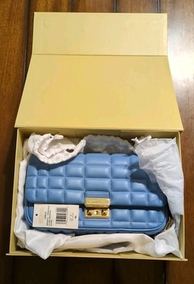 Michael Kors Tribeca Quilted Leather Chain Shoulder Bag – French Blue | eBay US