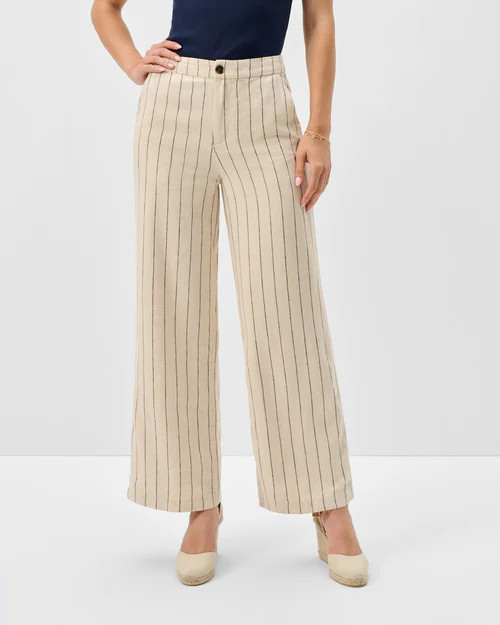Lilah Linen Blend Pinstripe Beach Trouser | johnnie O
