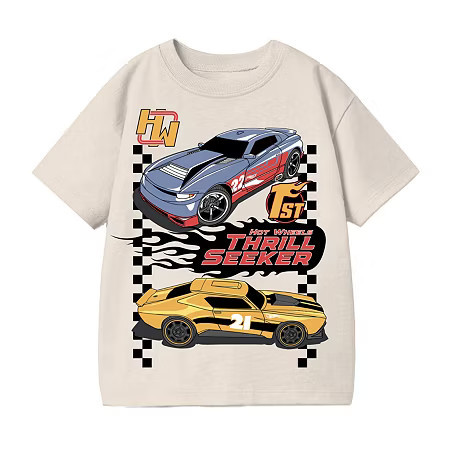 Toddler Boys Crew Neck Short Sleeve Hot Wheels Graphic T-Shirt, 4t, Beige | JCPenney