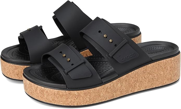 Crocs Women's Brooklyn Cork Buckle Sandals Wedge | Amazon (US)