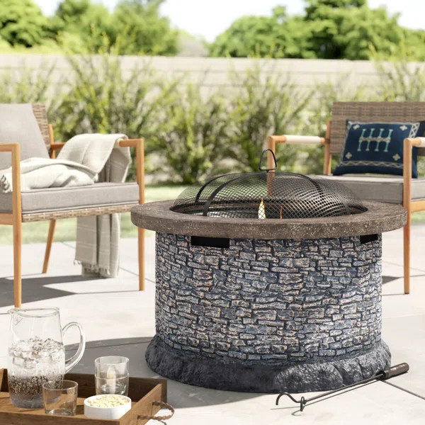 Nolia Stone 32 in. Round Wood Burning Firepit | Wayfair North America