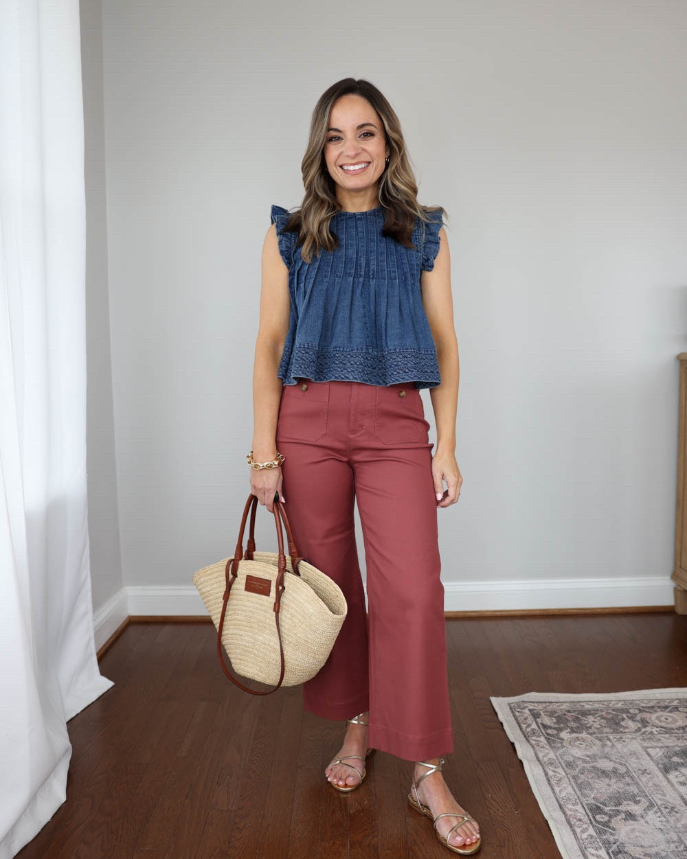Styling a simple petite-friendly chambray top from Anthropologie three ways for Summer!

Cropped denim top (Anthropologie): XXS - great fit at the arm opening, cropped fit that hits the top of high rise jeans.

Outfit 1:
Palmer Pants (LOFT): Petite 00 | 10" rise | 24" inseam (on petite 00) | runs large at the waist, size down
Straw bag (Sezane)
Sandals (Sam Edelman): tts

Outfit 2:
Linen striped shorts (Banana Republic Factory): xxs
Sandals (Sam Edelman): tts

Outfit 3:
Jeans (Anthropologie): petite 24 - tts 10.5” rise, 25.5” inseam
Flats: tts

My measurements for reference: I’m 4’10” and 105lbs. My bust, waist, and hip measurement is 32”, 24”, and 36”.

#LTKSeasonal #LTKPetite #LTKSaleAlert