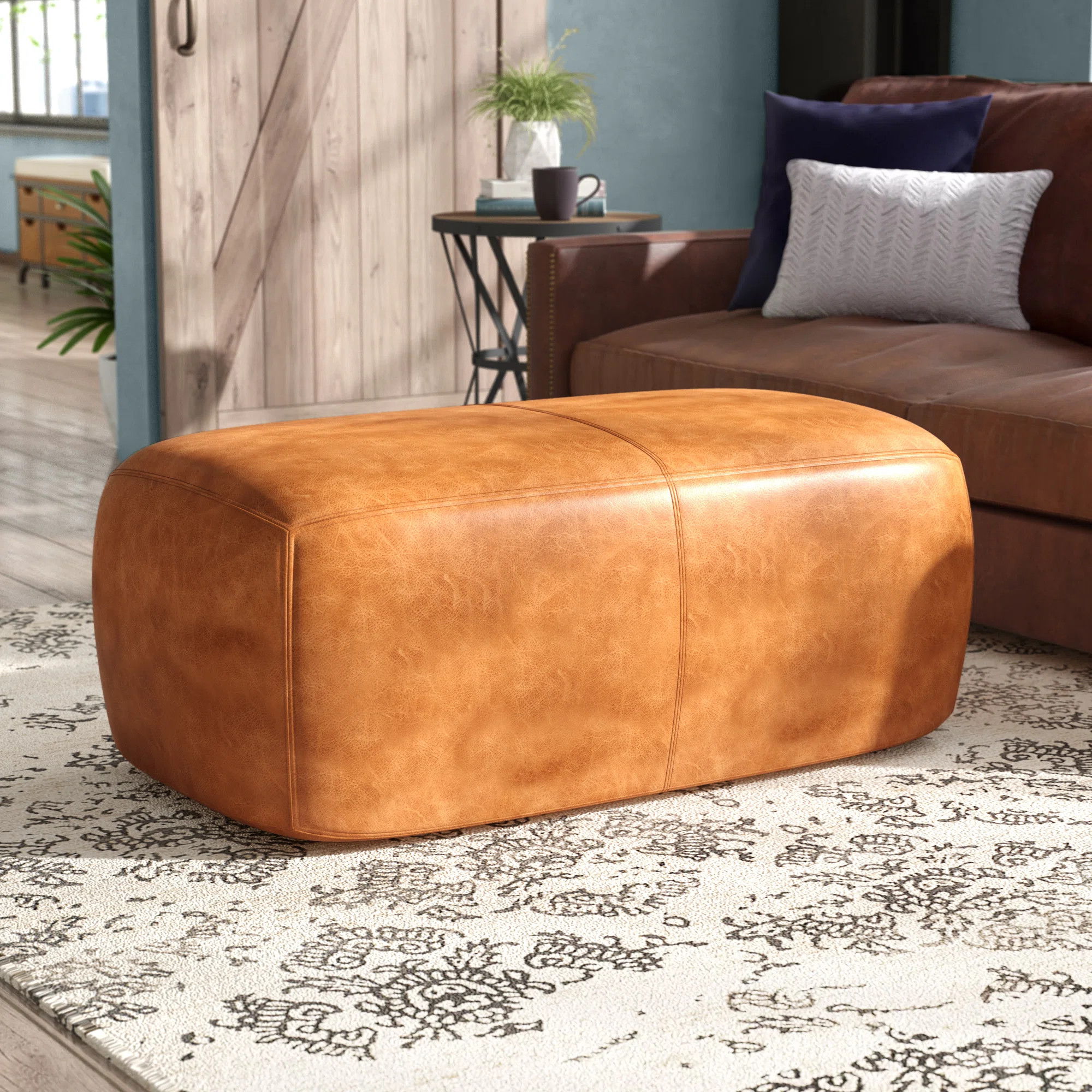 Denver Full-Grain Genuine Italian Leather Ottoman | Wayfair North America