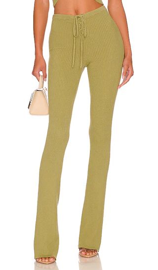 Artemis Lace Up Knit Pant in Rosemary Green | Revolve Clothing (Global)