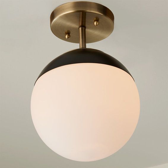 Mid-Century Opal Globe Semi-Flush Ceiling Light | Shades of Light