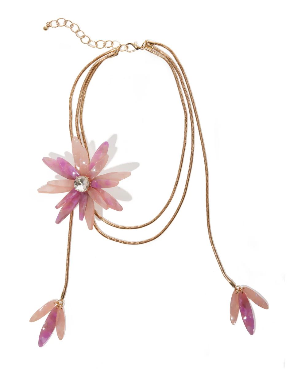 Layered Flower Necklace Gold/Pink | Boston Proper