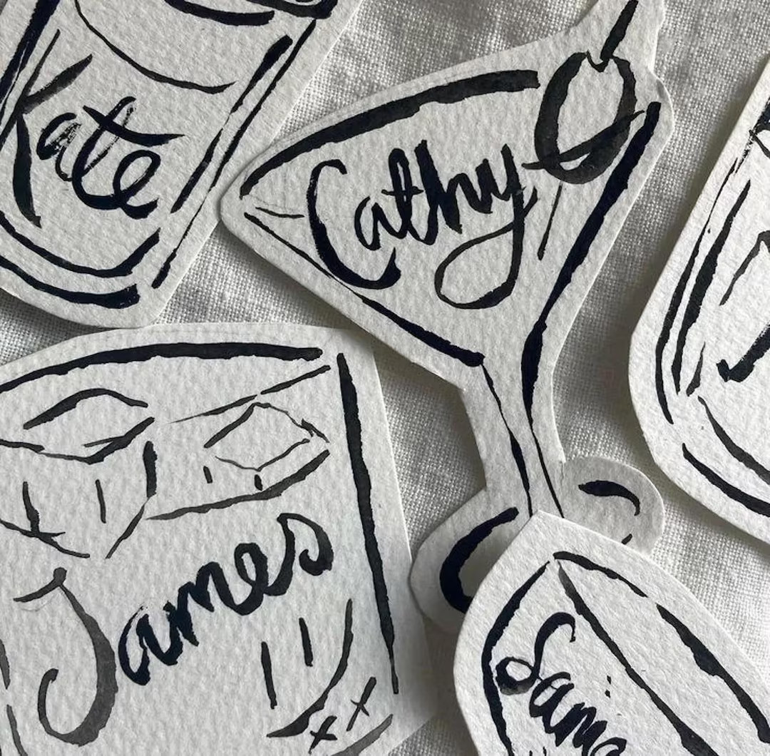 DIGITAL DOWNLOAD -- Cocktail/foodie Place Cards, Whimsical Place Card, Martini, Table Decor, Tren... | Etsy (US)