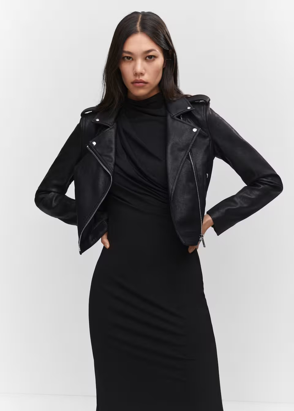 Faux-leather biker jacket -  Women | Mango USA | MANGO (US)