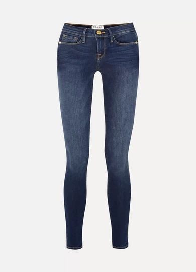 FRAME - Le Skinny De Jeanne Mid-rise Jeans - Mid denim | NET-A-PORTER (US)