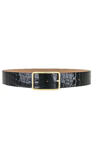 Milla Croco Luster Belt in Black & Gold | Revolve Clothing (Global)