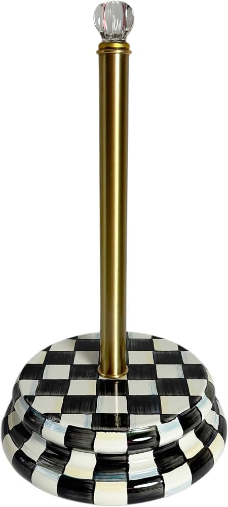 MACKENZIE-CHILDS Enamel Paper-Towel Holder, Black-and-White Courtly Check | Amazon (US)
