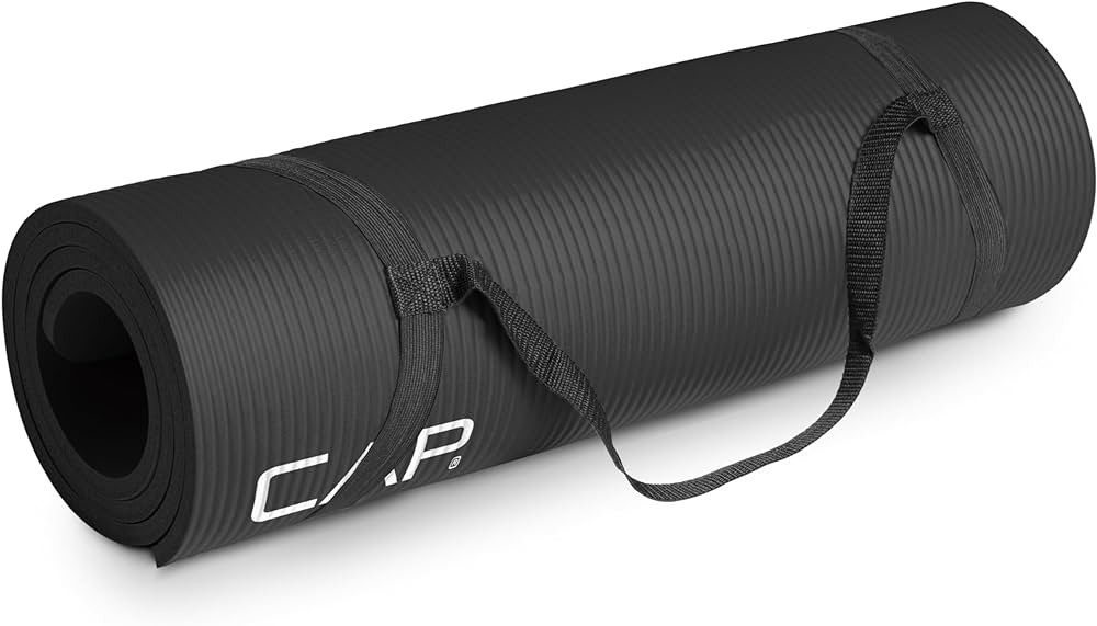 CAP Barbell 1/2-Inch High Density Exercise Yoga Mat with Strap | Multiple Options | Amazon (US)
